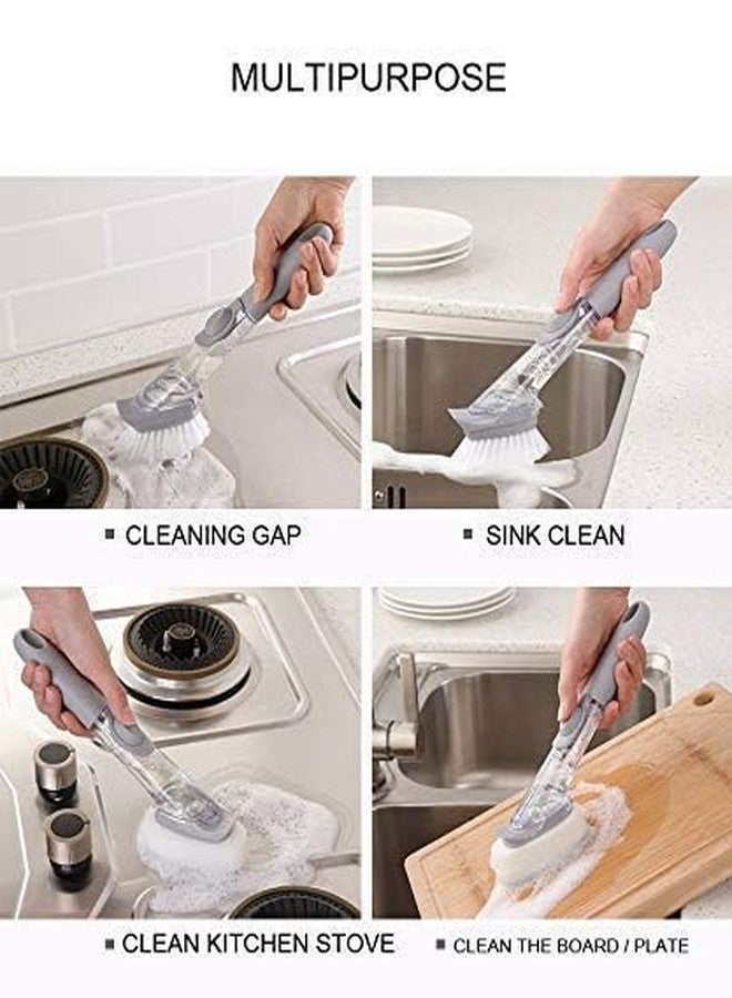 LETURE Kitchen Usable Long Handle Sponge with White Wok Brush | Decontamination Cleaning Brush Scrubber Dish Bowl Washing Sponge with Refill | Dish Wand Brush Set - Image 4